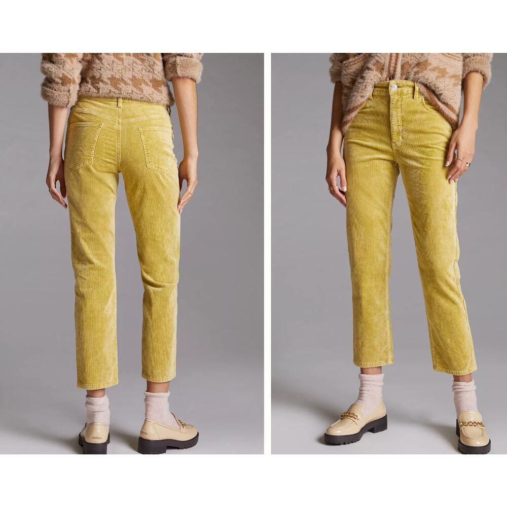 Pilcro NWT Womens The Vintage Straight Yellow Corduroy Pants Boho Casual Size 26